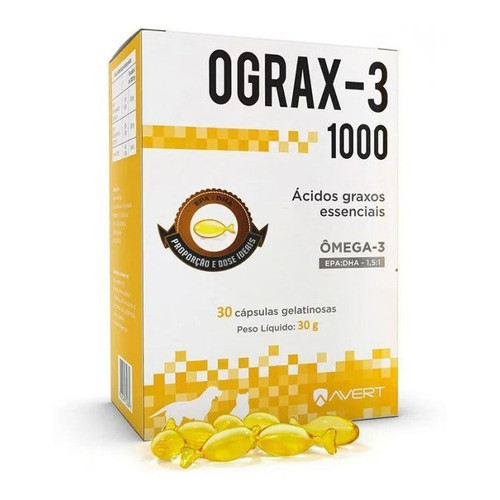 Ograx-3 Suplemento Nutricional Pet Cães Gatos 1000mg 30 Cap. em Oferta na Shopee