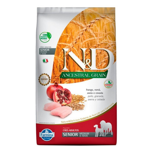 Ração N&d Ancestral Frango Cães Senior Raças Médias 2,5kg