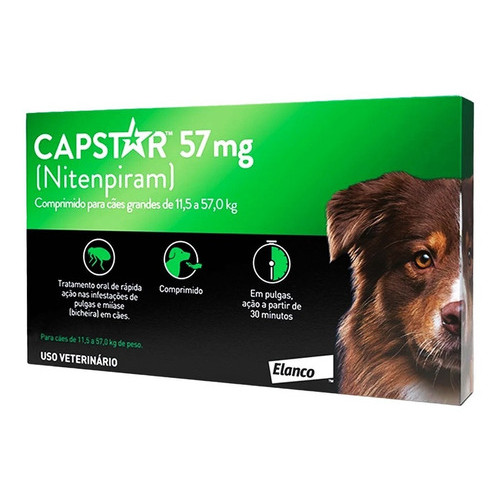 Antipulgas Capstar 11,4kg Cães Até 57kg C/1 Comprimido em Oferta na Shopee