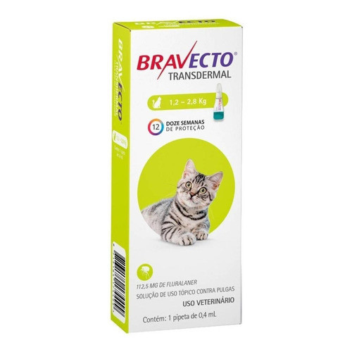 Antipulgas MSD Bravecto Transdermal para Gatos de 1,2 a 2,8 Kg em Oferta na Shopee