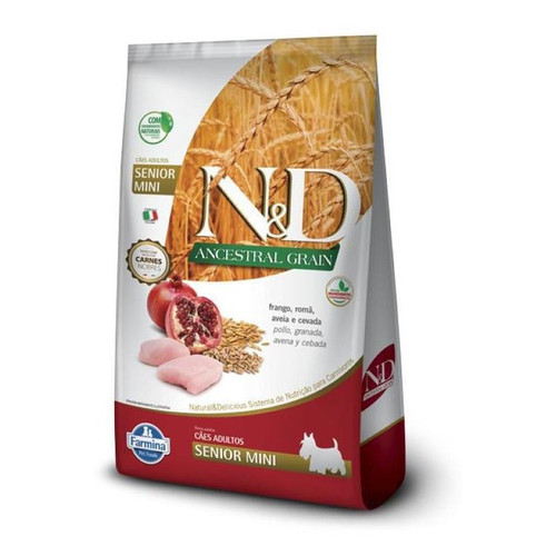 Ração N&d Ancestral Grain Cães Sênior Mini Frango Romã 2,5kg