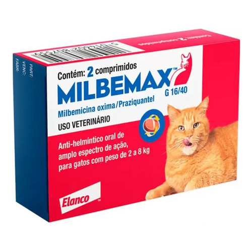 Milbemax Vermifugo Para Gatos 2 A 8 Kg 2 Comprimidos 16/40mg em Oferta na Shopee
