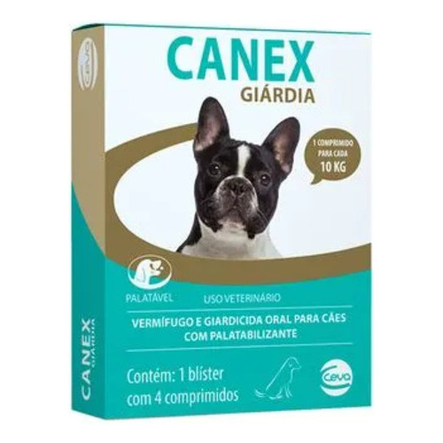 Vermifugo Canex Premium Giardia Caes 10kg 4 Comprimidos Ceva