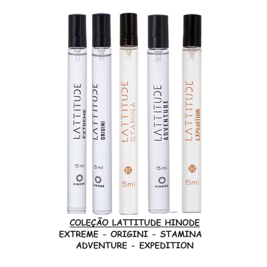 Coleção perfumes Lattitude Hinode em 15mL (extreme, expedition, origini, stamina e adventure)