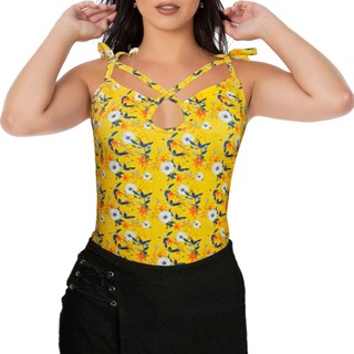 Camiseta Regata Feminina Estampada Crepe