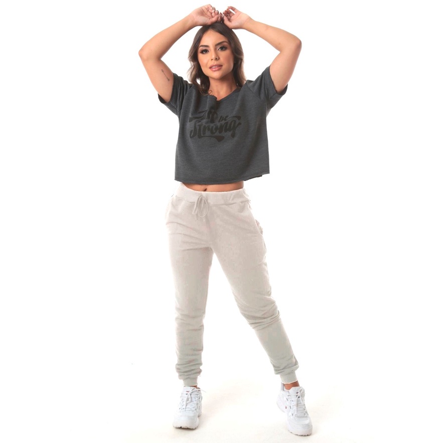 Calça Feminina de Moletom Com Punho e Sem Punho