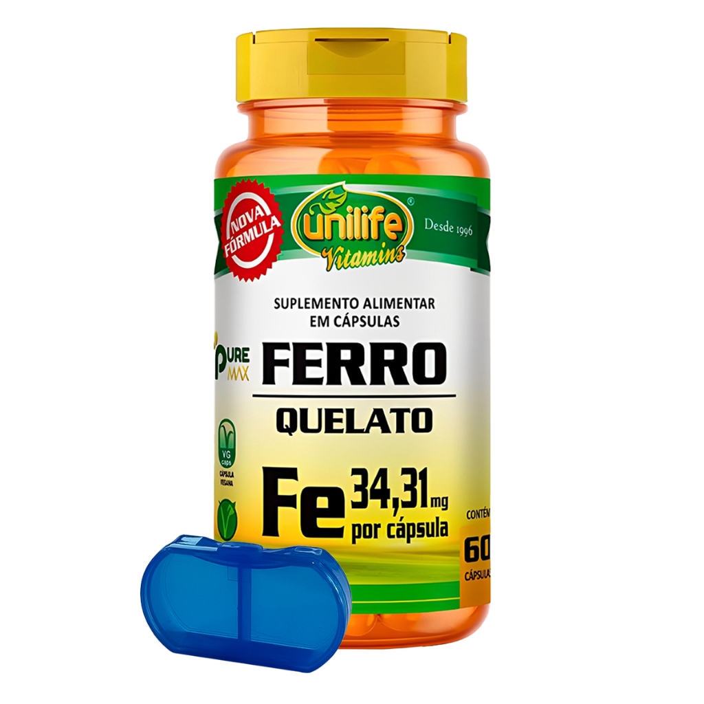 Ferro quelato Unilife 60 Cápsulas + Porta Cápsulas