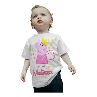 Camiseta Infantil Camisa Peppa Pig Rosa Com Nome Estrelas em Oferta na Shopee