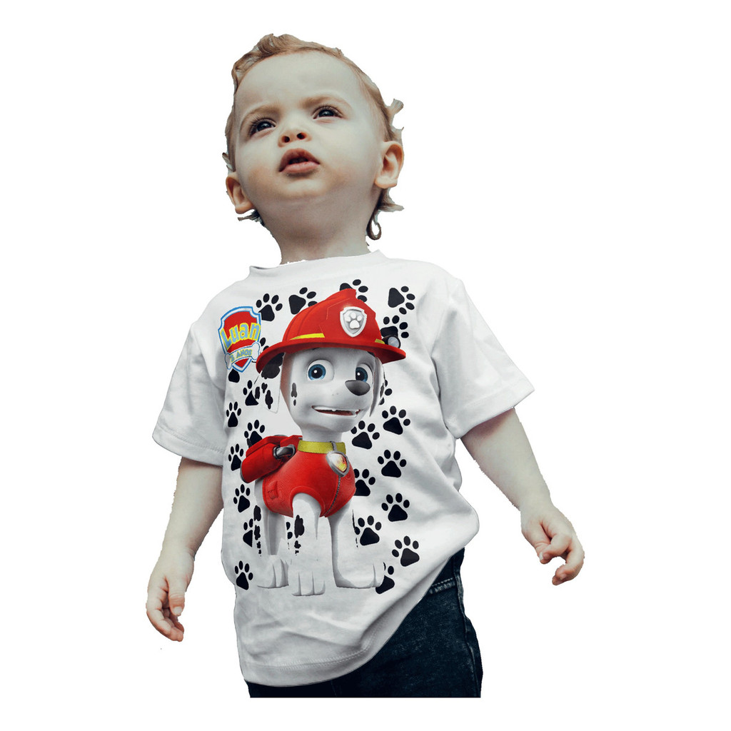 Camiseta Infantil Patrulha Canina Camisa Aniversário Marshal
