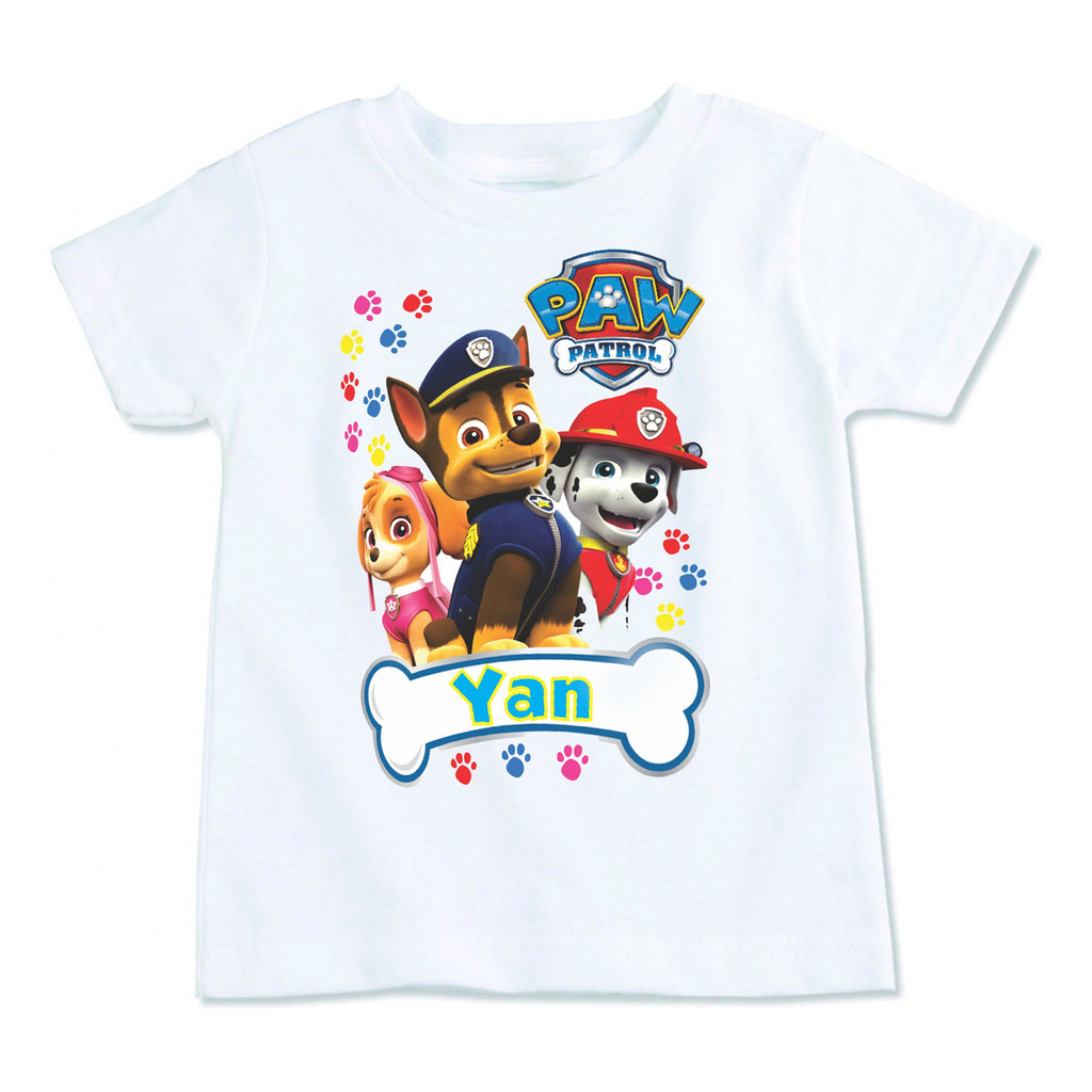 Camiseta Infantil Patrulha Canina Camisa Nome Aniversario