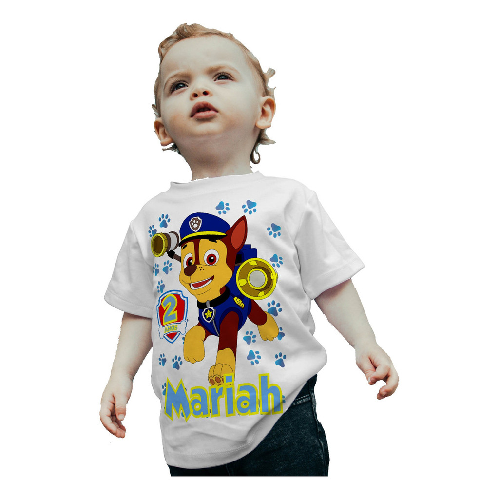 Camiseta Patrulha Canina Camisa Aniversario Chase Personaliz