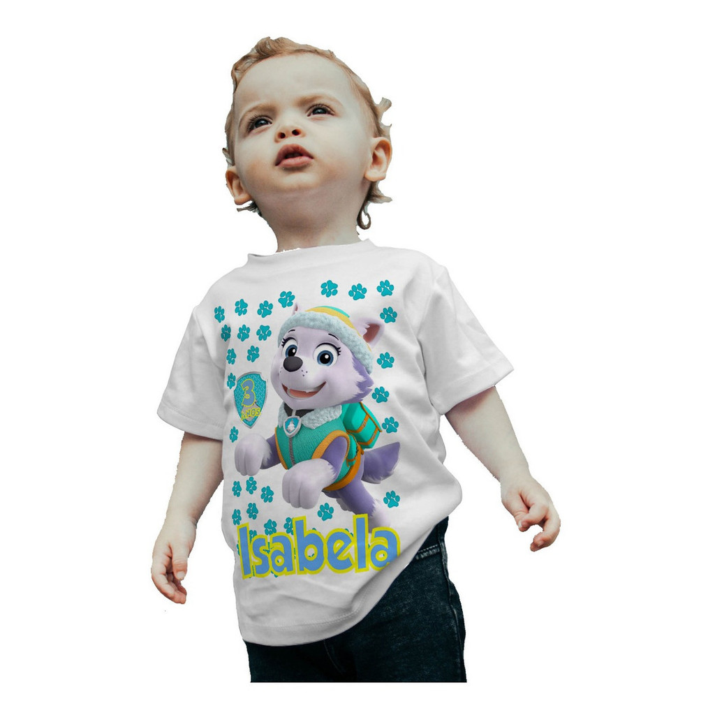 Camiseta Infantil Patrulha Canina Camisa Aniversário Everest