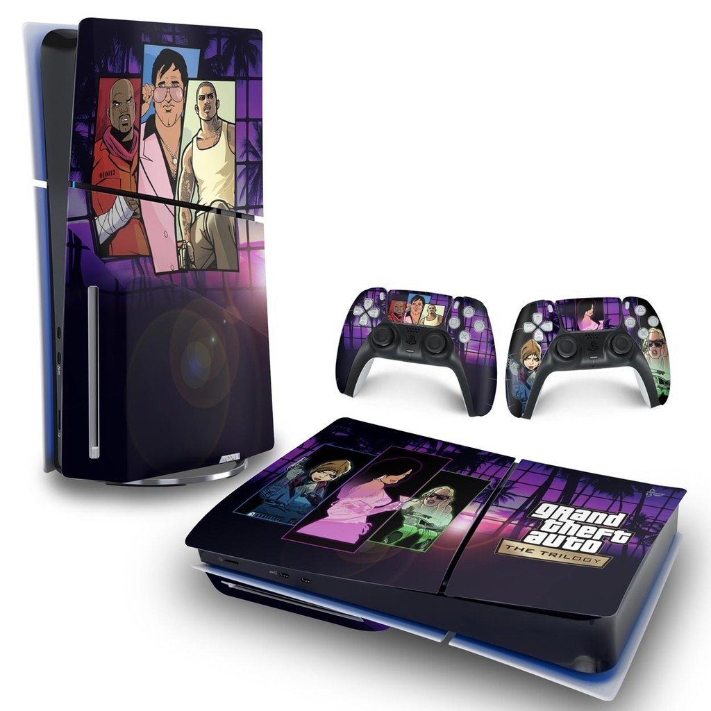 Skin PS5 Slim Adesivo Horizontal - GTA The Trilogy