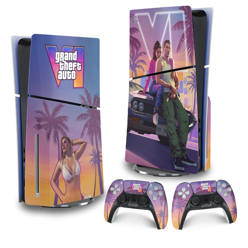 Skin PS5 Slim Playstation 5 Adesivo Vertical - GTA 6 VI