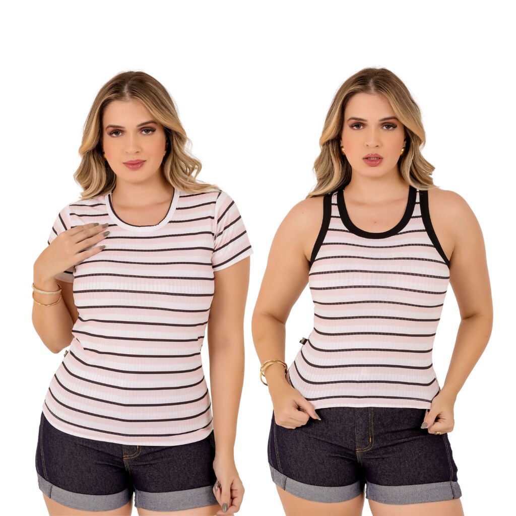 Kit 2 Blusinhas Suedes Femininas Estampadas Brancas
