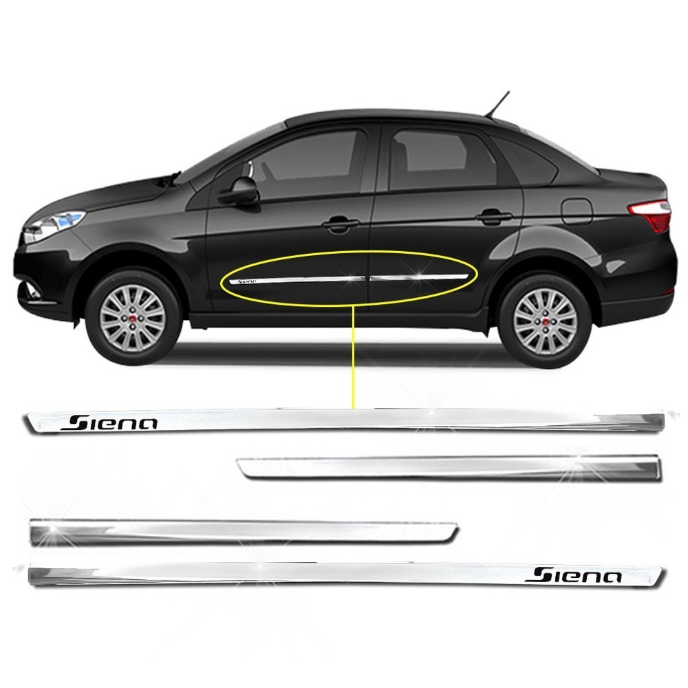 Jogo Friso Lateral Slim Siena G4 2012 á 2020 Kit Cromado Personalizado 4 Portas