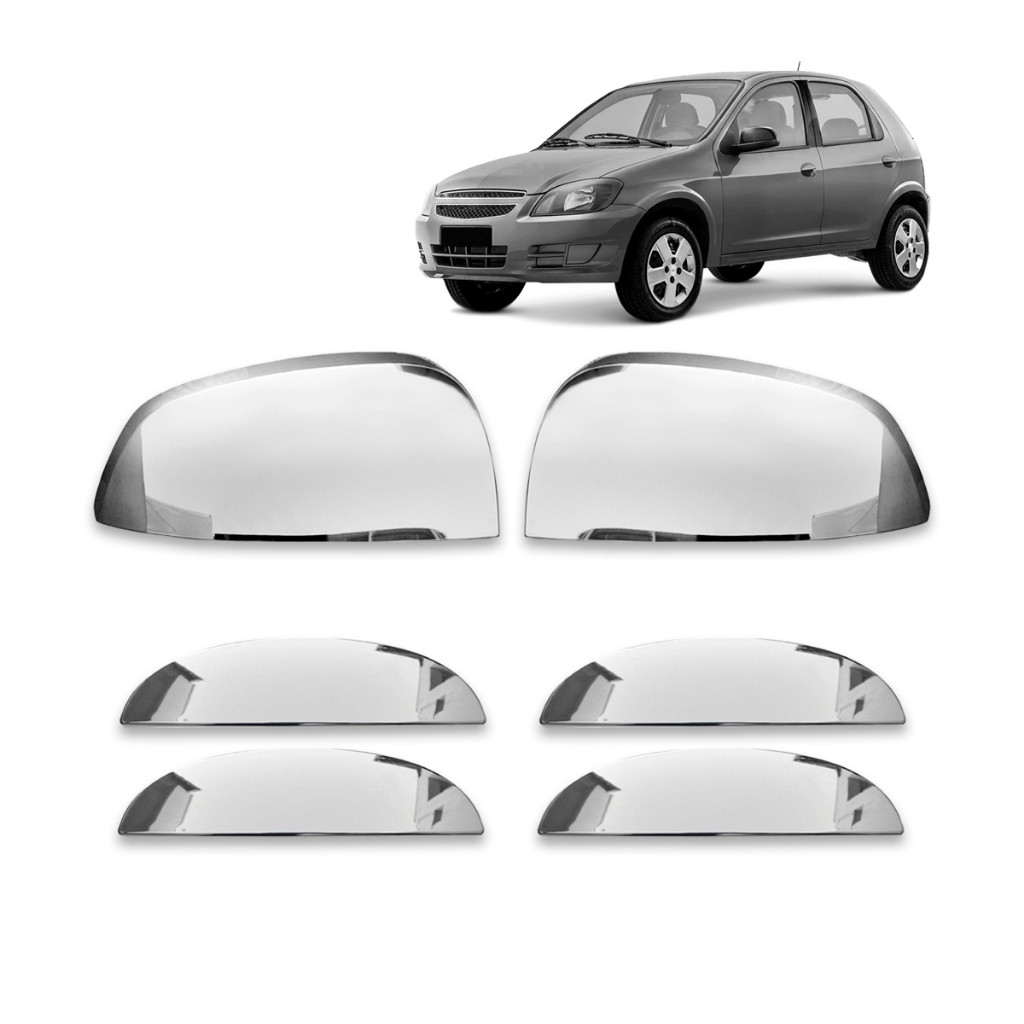 Kit Cobre Capa Maçaneta + Aplique Retrovisor Cromados Celta 2007 2008 2009 2010 2011 2012 2013 2014 4 Portas