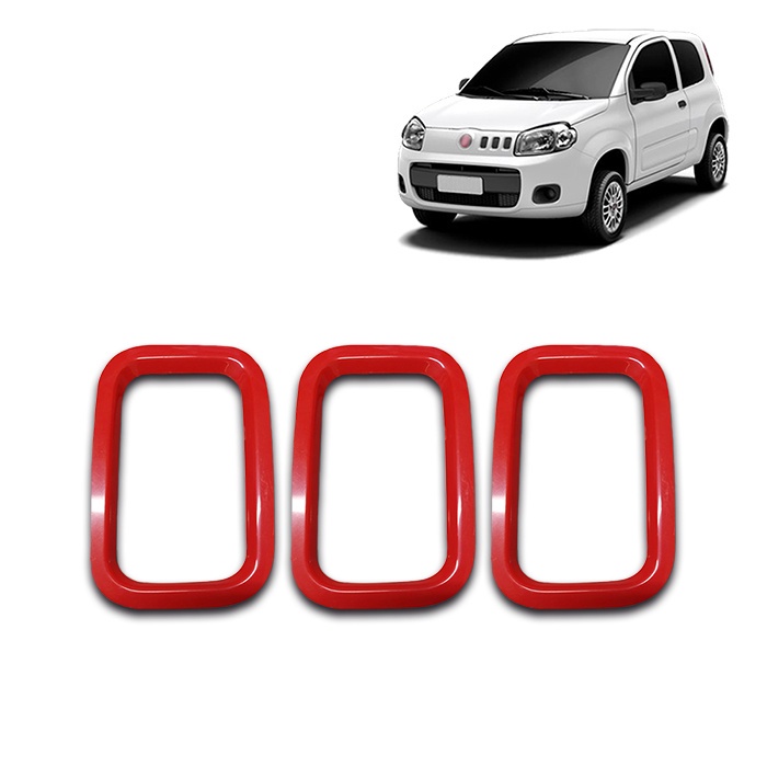 Kit 2 Apliques Vermelhos para Grade Dianteira Uno Evo 2010 2011 2012 2013 2014 em Oferta na Shopee