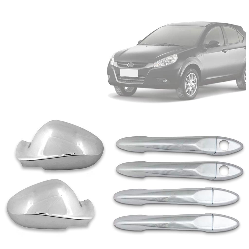 Kit Cromado Cobre Capa Retrovisor + Cobre Capa Maçaneta J3 / J3 Turin 2011 2012 2013 2014 2015 2016 2017 2018 2019