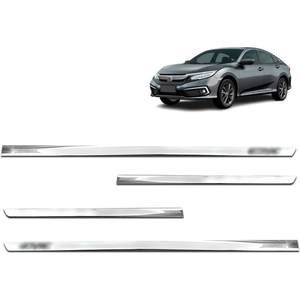 Friso Lateral Slim Inferior Civic 2008 á  2023 Kit Cromado Personalizado 4 Portas