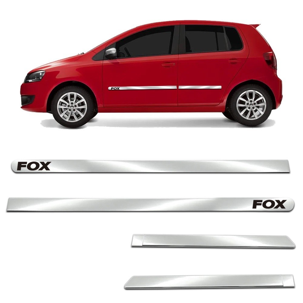 Jogo Friso Lateral Largo Fox 2011 á 2023 Kit Cromado Personalizado 4 Portas