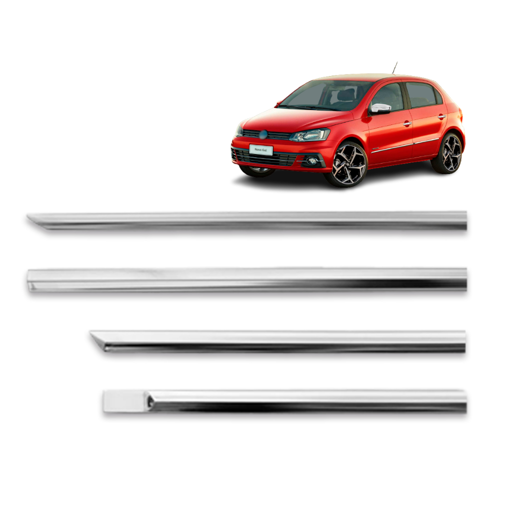 Aplique Friso Lateral Kit Cromado Gol Voyage G5 G6 G7 G8 2008 á 2023 Fox Spacefox 4 Portas Modelo Original