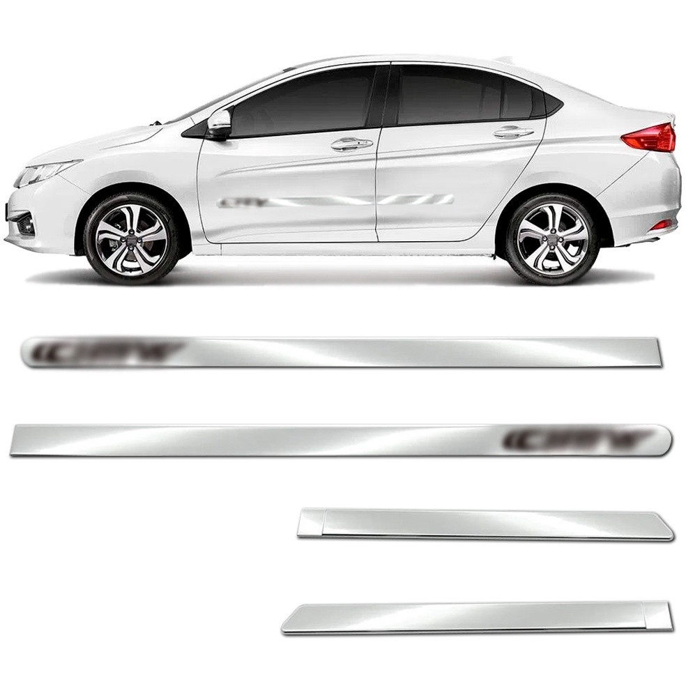 Jogo Friso Lateral Largo City 2009 á 2023 Kit Cromado Personalizado 4 Portas