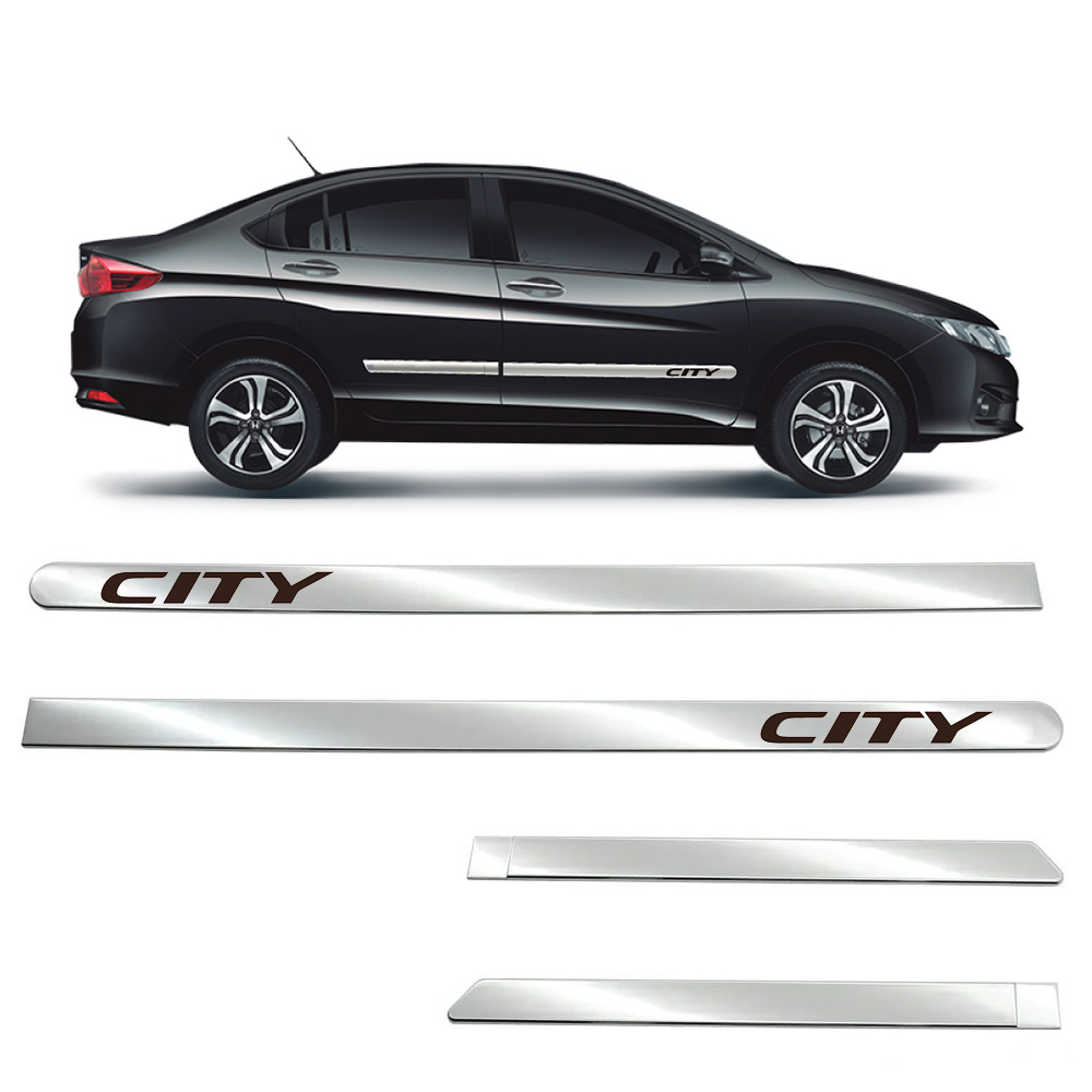 Aplique Friso Lateral Kit Cromado Largo City 2009 á 20234 Portas