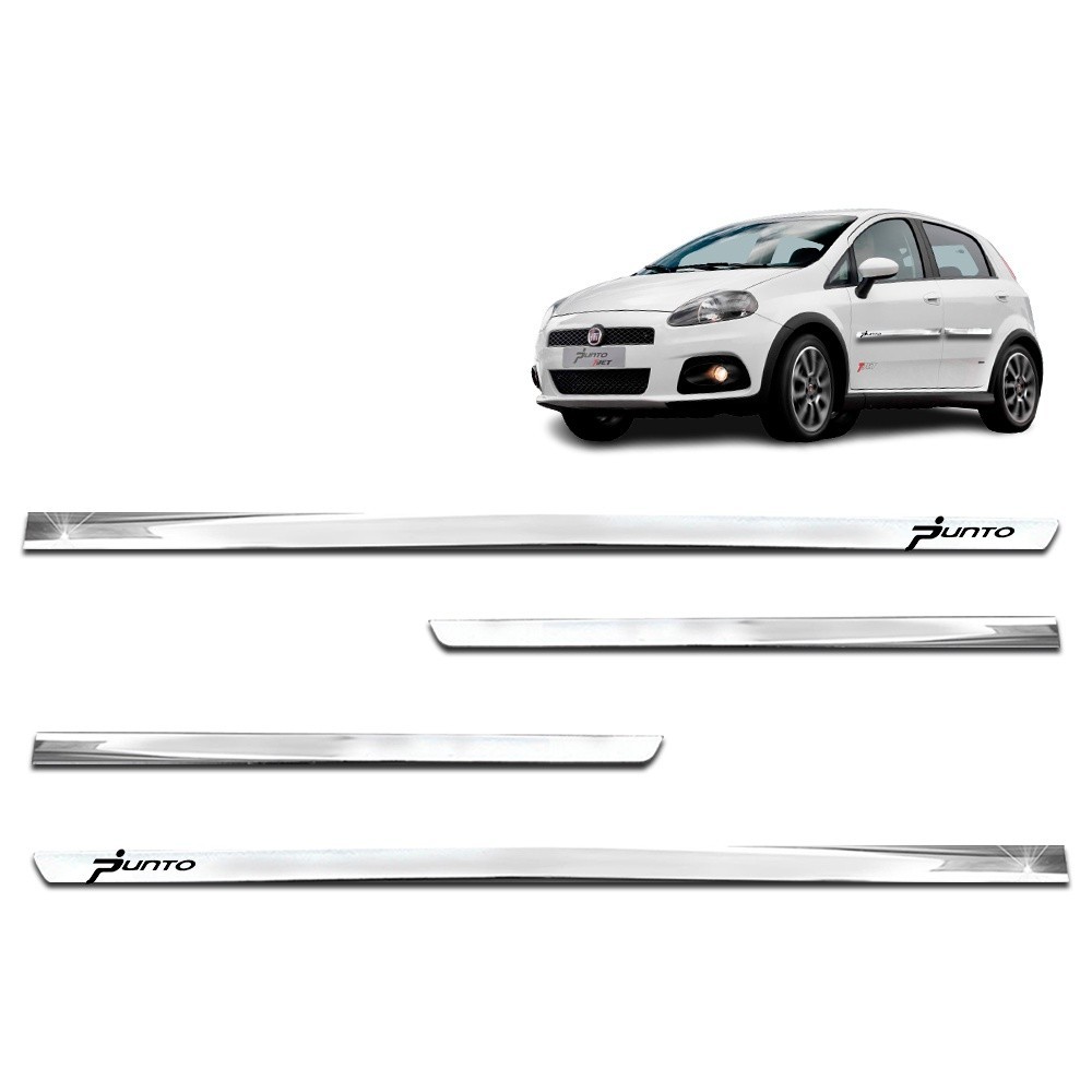 Jogo Friso Lateral Slim Cromado Punto 2008 á 2017 Kit Cromado Personalizado 4 Portas
