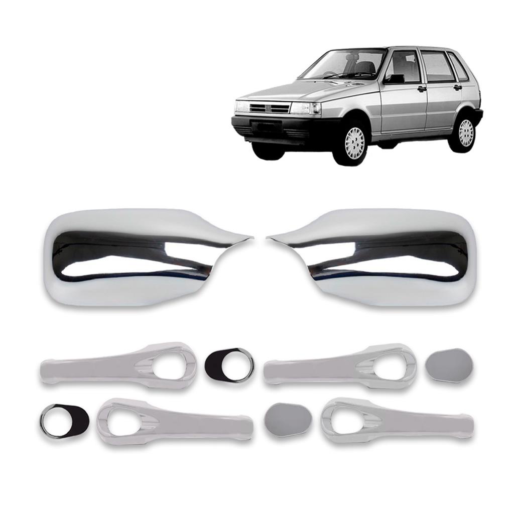 Kit Apliques Cromados Cobre Capa Maçaneta + Par Cobre Capa Retrovisor Uno 2001 á 2005 em Oferta na Shopee