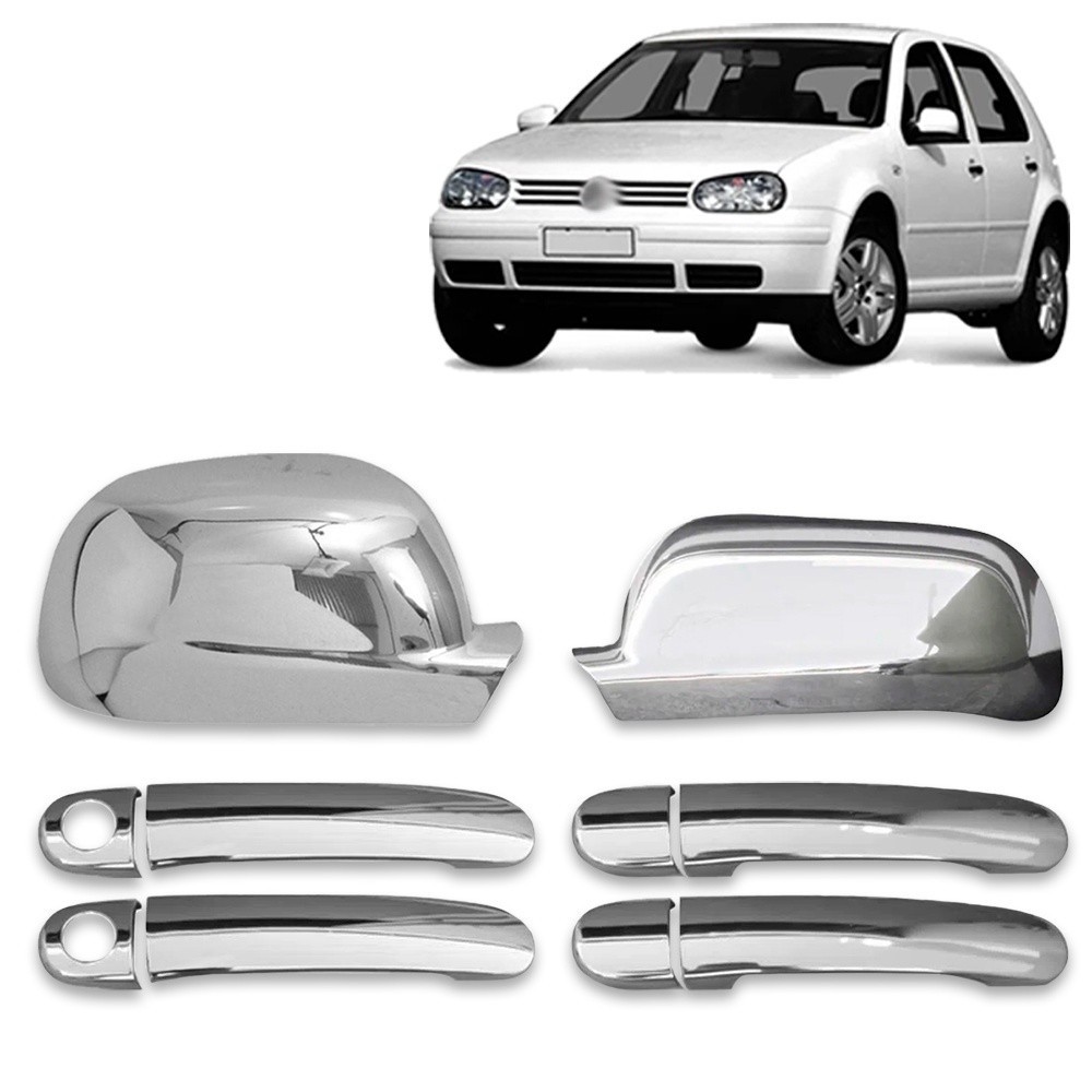 Kit Aplique Cromado Maçaneta+ Par Retrovisor Golf 1999 2000 2001 2002 2003 2004 2005 2006 Kit Cromado 4 Portas em Oferta na Shopee