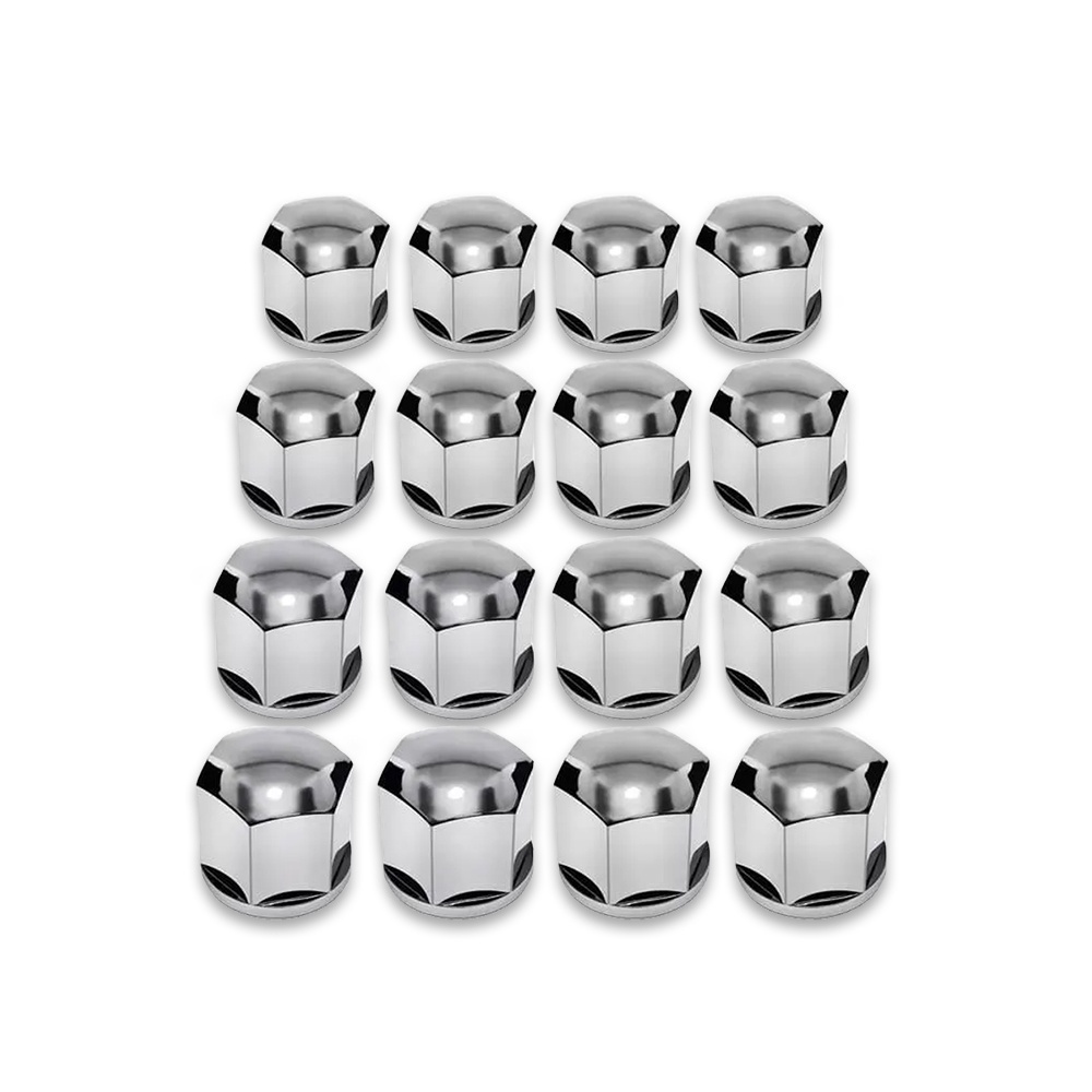 Kit Capa Parafuso Roda Lisa 19mm Tuning Cromado Universal com 16 Unidades - Shekparts