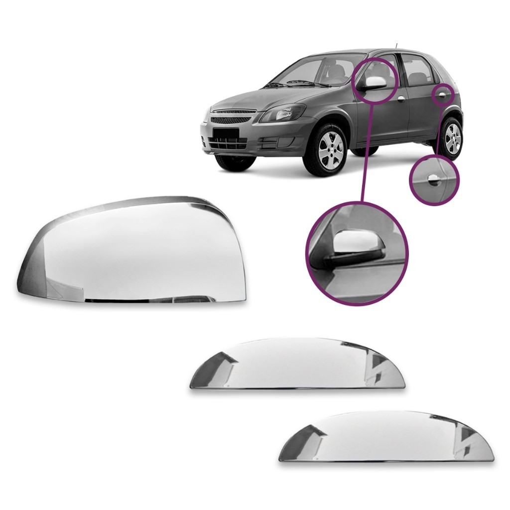 Kit Cromado Aplique Maçaneta + Aplique Retrovisor Celta 2007 2008 2009 2010 2011 2012 2013 2014 4 Portas