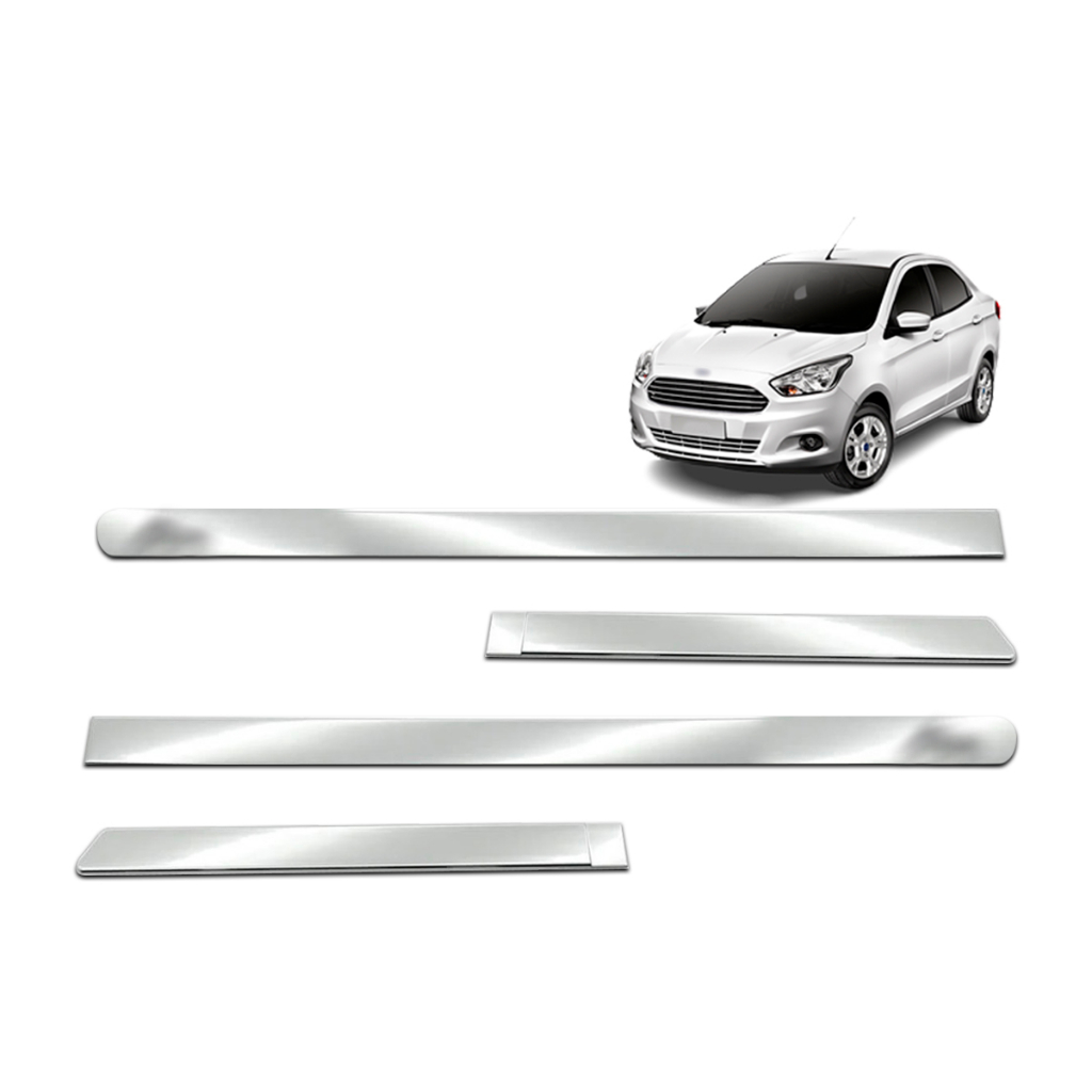 Aplique Friso Lateral Kit Cromado Largo Ka + Sedan 2015 á 2023 Personalizado 4 Portas
