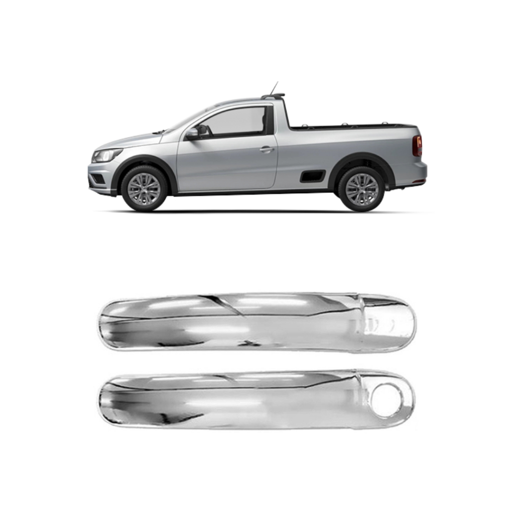 Par Aplique Cromado para Maçaneta Externa Volkswagen  Saveiro 2008 á 2022