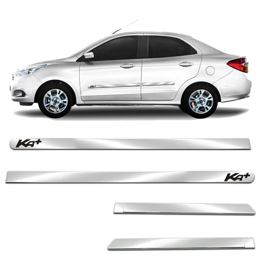 Jogo Friso Lateral Largo Ka + Sedan 2015 2016 á 2023 Kit Cromado Personalizado 4 Portas