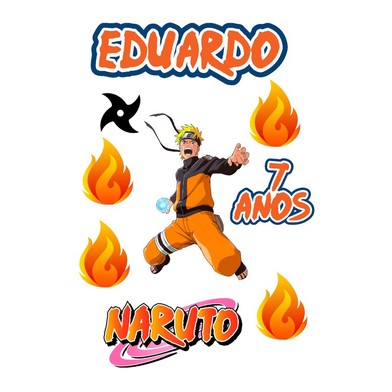 Topo de bolo Naruto personalizado c/ nome e idade Topper de Bolo personalizado, Festa em casa, só um bolinho.