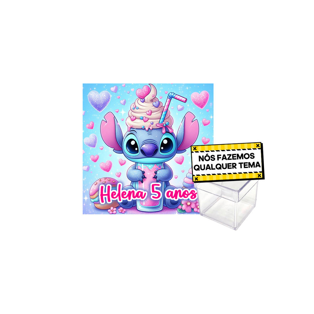 15 Rótulos Adesivos Caixa Acrílica 5cm Personalizado Festa Infantil Lilo stitch Sorvete em Oferta na Shopee