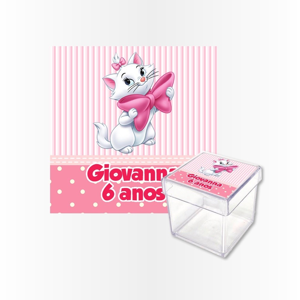 15 Rótulos Adesivos Caixa Acrílica 5cm Rotulo Adesivo Kit Festa Infantil 3d Tubete Gatinha TEMAS