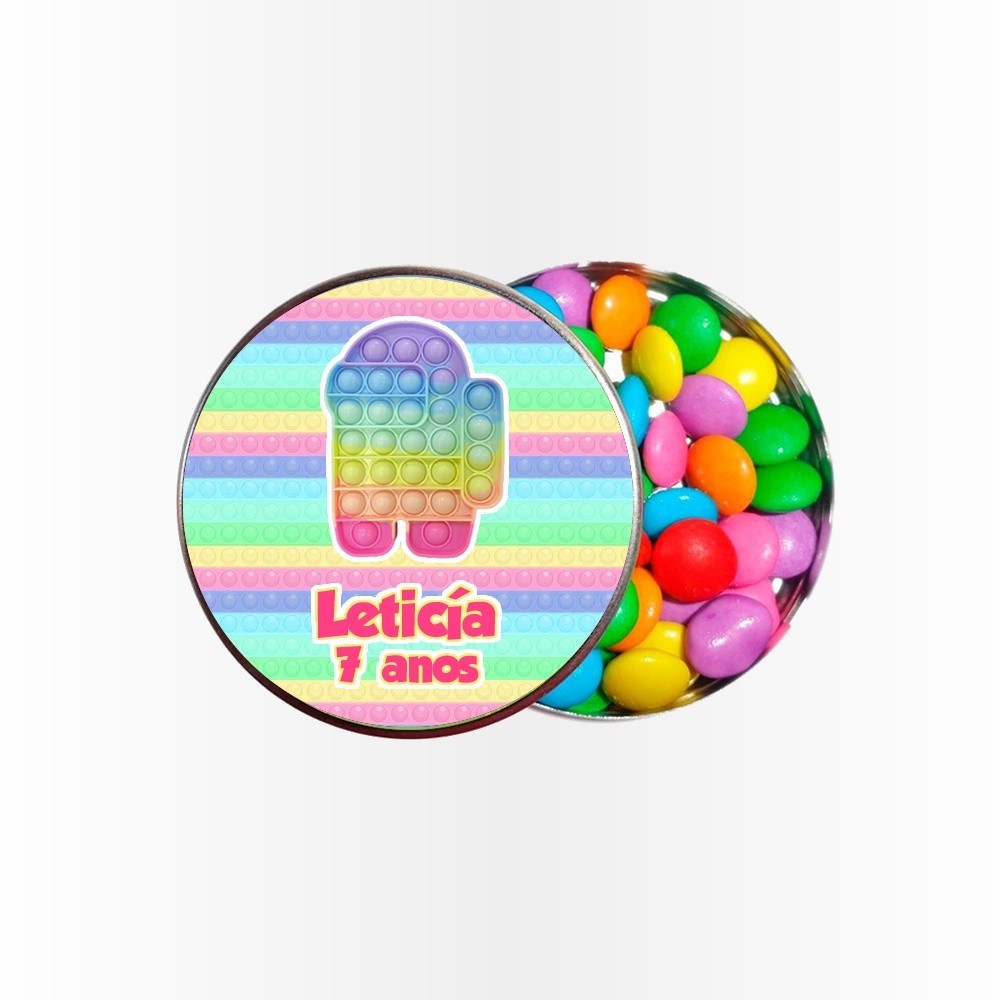 15 Rótulos Adesivos para Latinha 5cm  Rotulo Adesivo Kit Festa Infantil 3d Tubete Pop It candy color