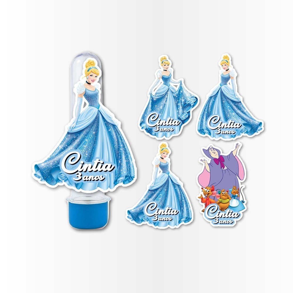 15 Apliques 3d para Tubete 13cm Aplique Kit Festa Infantil 3d Tubete Cinderela