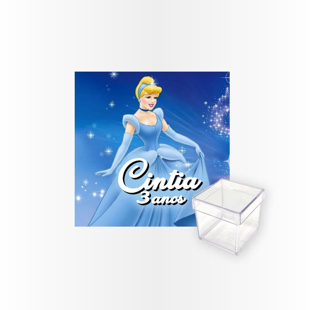 15 Rótulos Adesivos Caixa Acrílica 5cm Rotulo Adesivo Kit Festa Infantil 3d Tubete Cinderela