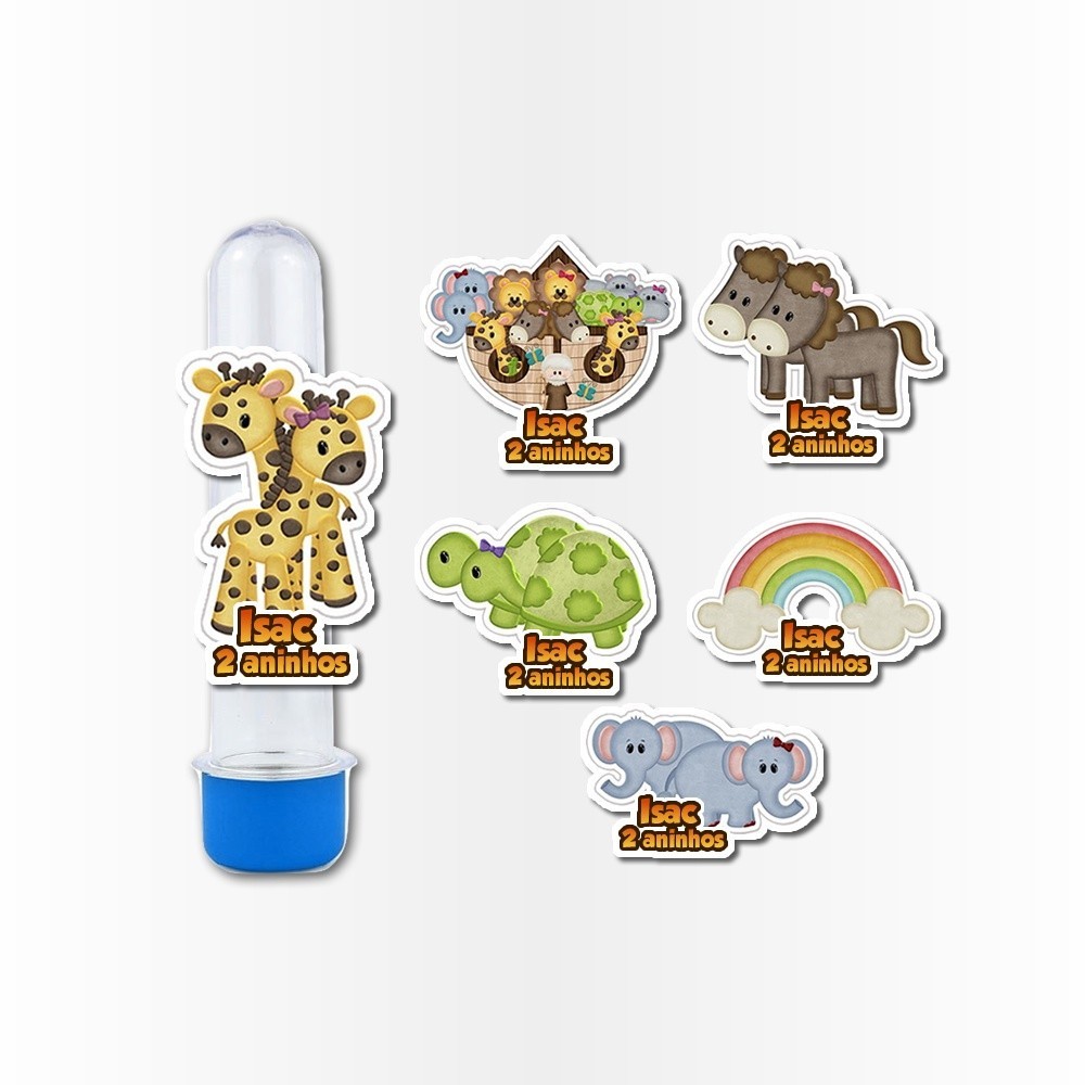 15 Apliques 3d para Tubete 13cm Aplique Kit Festa Infantil 3d Tubete Arca de Noe