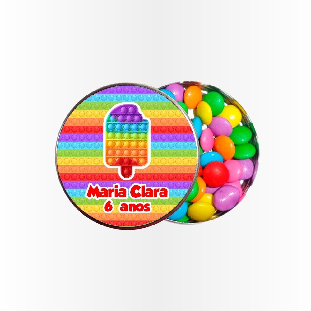 15 Rótulos Adesivos para Latinha 5cm  Rotulo Adesivo Kit Festa Infantil 3d Tubete Pop It