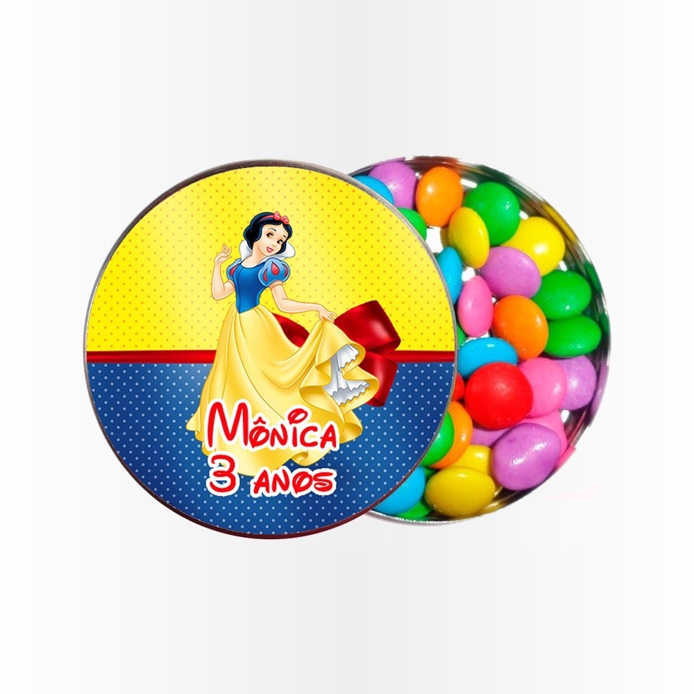 15 Rótulos Adesivos para Latinha 5cm  Rotulo Adesivo Kit Festa Infantil 3d Tubete Branca de Neve