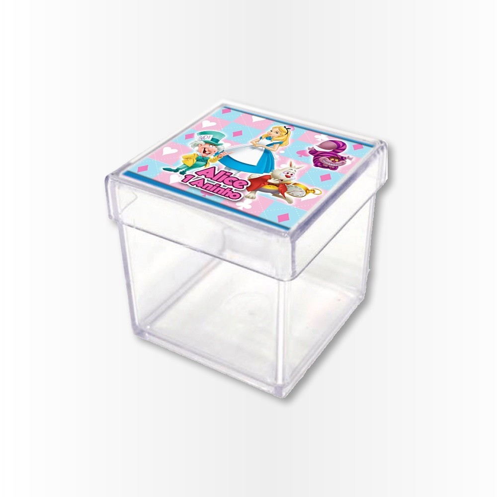 15 Rótulos Adesivos Caixa Acrílica 5cm Rotulo Adesivo Kit Festa Infantil 3d Tubete Alice no País das Maravilhas