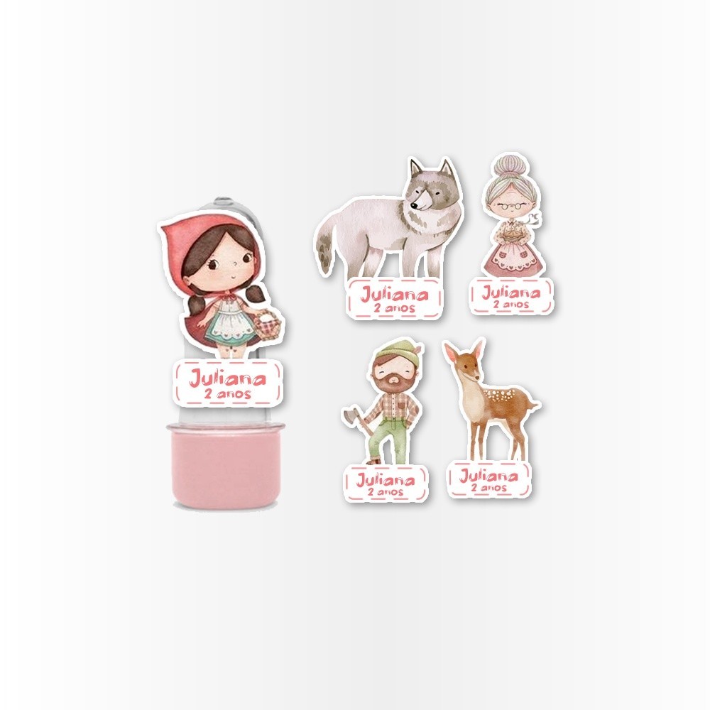 25 Aplique 3d para Mini Tubete Aplique Kit Festa Infantil 3d Tubete Chapeuzinho Vermelho Aquarela