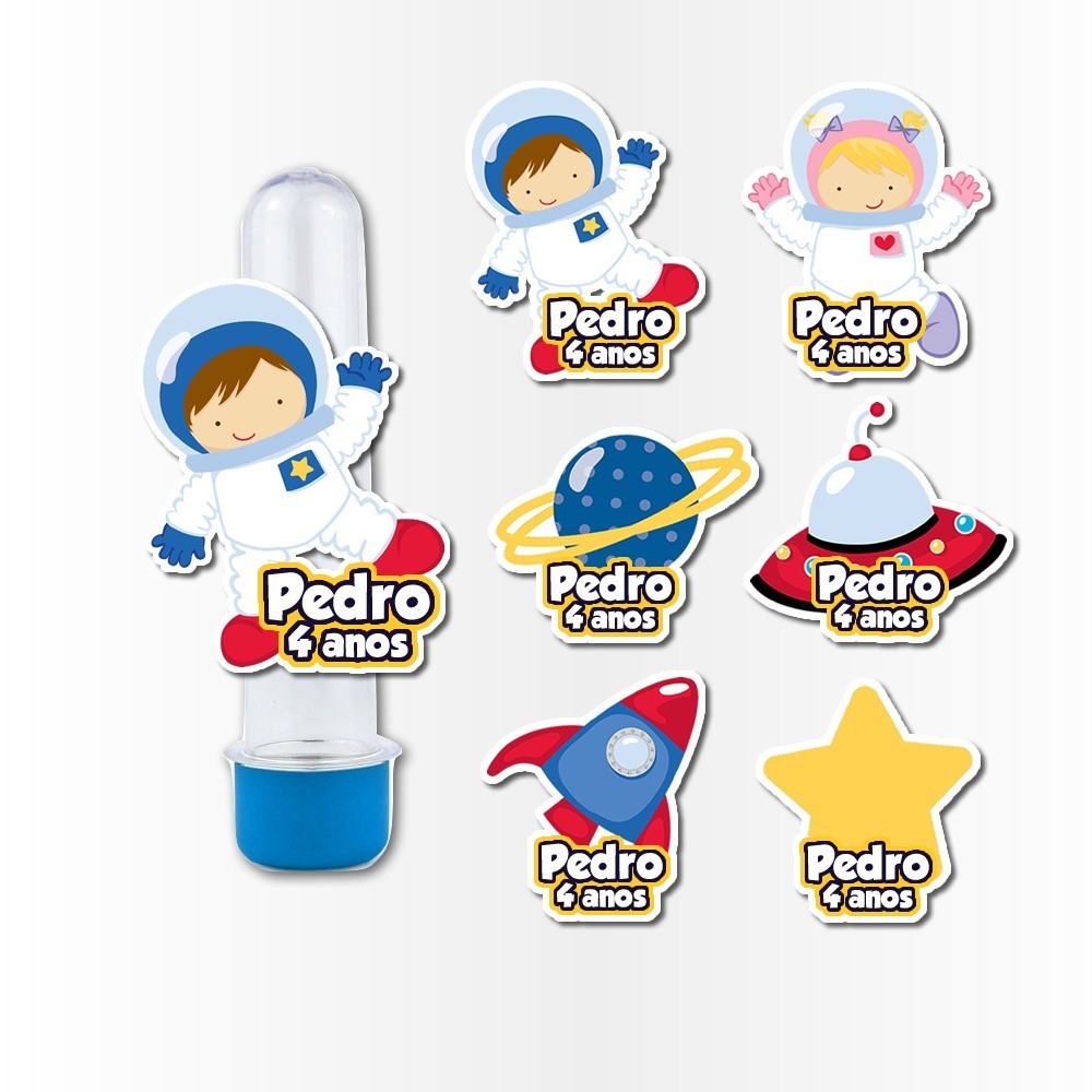 15 Apliques 3d para Tubete 13cm Aplique Kit Festa Infantil 3d Tubete Astronauta