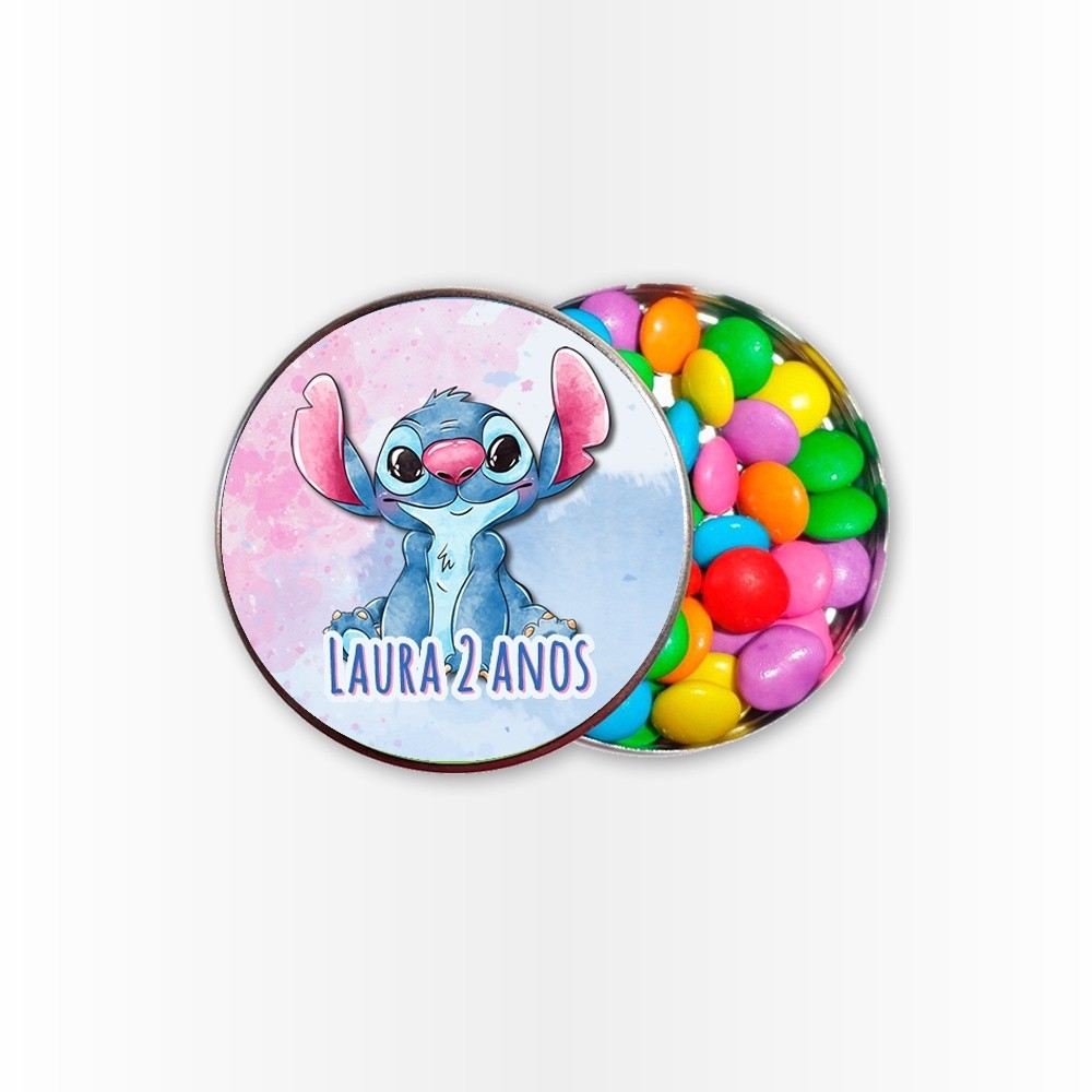 15 Rótulos Adesivos para Latinha 5cm  Rotulo Adesivo Kit Festa Infantil 3d Tubete Lilo e Stitch Aquarela