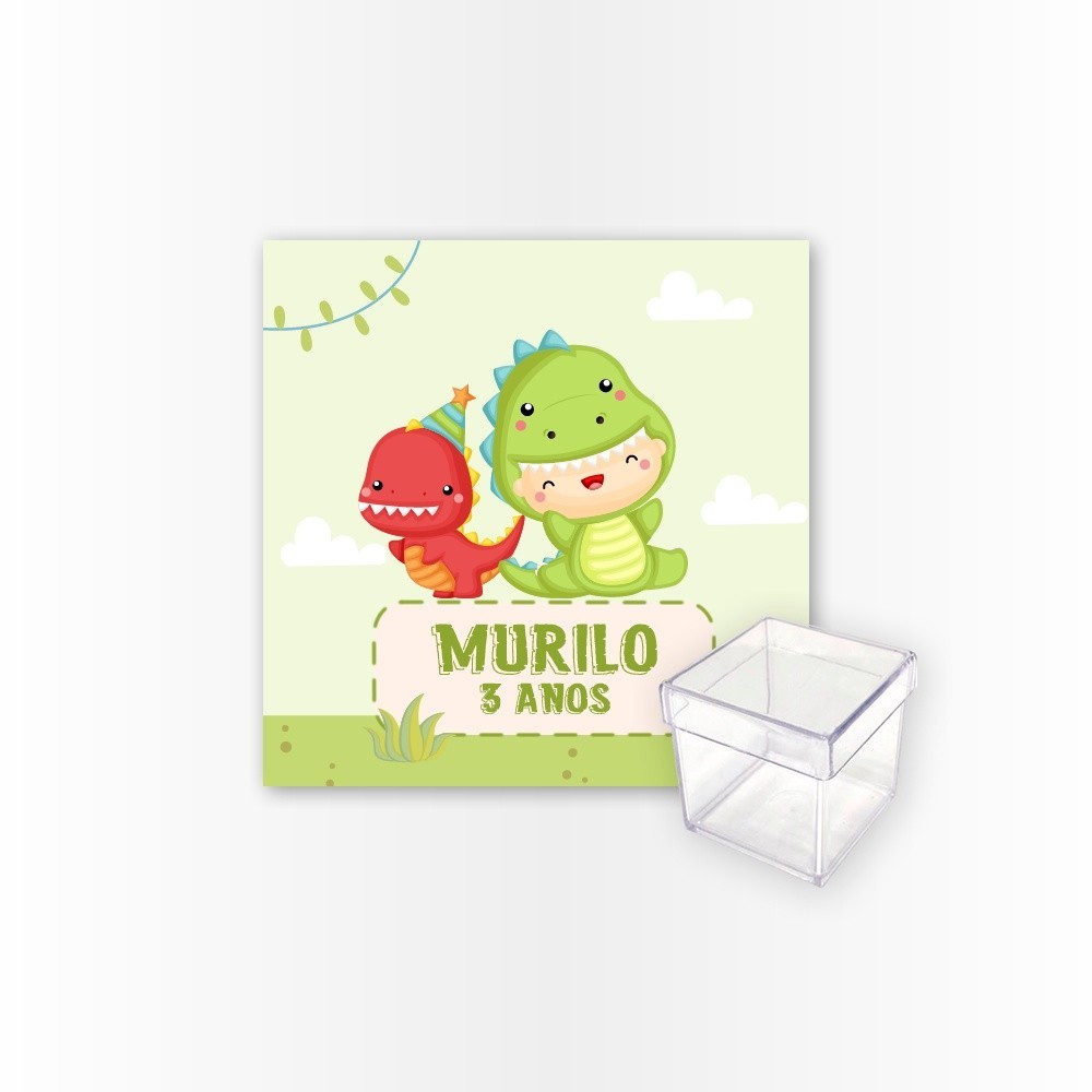 15 Rótulos Adesivos Caixa Acrílica 5cm Rotulo Adesivo Kit Festa Infantil 3d Tubete Dinossauro Baby Cute